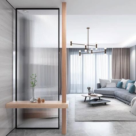 Scandinavian Room Divider, Decorative Partition Space Dividers, Modern Partition Wall Entrance, Entryway Divider Ideas, Divider Screen Ideas, Foyer Partition, Sliding Partition Wall, Glass Wall Divider, Partition Wall Living Room