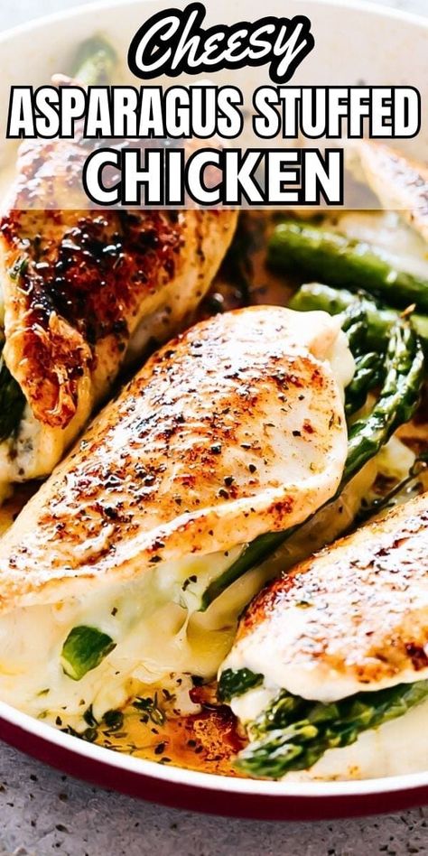 Easy To Make Meals, Asparagus Stuffed Chicken, Cheesy Asparagus, Asparagus Stuffed Chicken Breast, Stuffed Chicken Breast, Easy Chicken Breast, Chicken Breast Recipes Easy, Chicken Asparagus, Breast Recipe