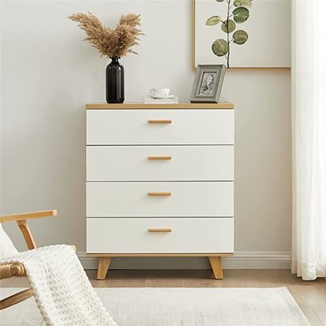 Rainbow Decor Bedroom, Chest Of Drawers Decor, Living Room Drawers, White Wood Dresser, Bedroom Furniture White, Cabinet Side Table, Chest Of Drawers Makeover, Drawer Decor, Small Storage Cabinet