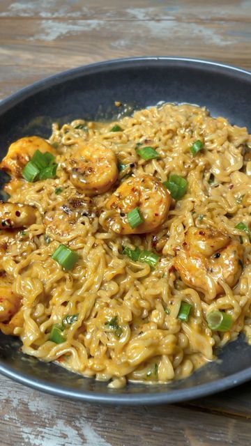 Jordan on Instagram: "Creamy spicy garlic ramen noodles! 🍜 I’ve been searching for the perfect ramen hack for a long time and I finally found it First season some large shrimp- Im using a Korean bbq blend by @spiceology , then skewer and grill them on your @nomadgrills While that’s cooking boil some instant ramen and finish grilling the shrimp with a little lime juice Into a pan add 1 tbsp olive oil, a pad of butter, and 1 tbsp minced garlic Then add 2 tbsp Hoisin, 2 tbsp soy sauce, 1 t Creamy Instant Ramen Recipes, Creamy Spicy Garlic Noodles With Shrimp, Ramen Shrimp Recipes, Garlic Shrimp Ramen, Spicy Garlic Ramen Noodle Recipes, Ramen Recipes Shrimp, Creamy Spicy Garlic Ramen Noodles, Spicy Garlic Shrimp Noodles, Easy Shrimp Ramen Recipes