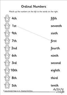 Ordinal numbers match up worksheet Ordinal Numbers Kindergarten, Number Worksheets Kindergarten, Number Worksheet, Ordinal Numbers, Numbers Kindergarten, English Grammar Worksheets, English Worksheets For Kids, Kids Math Worksheets, 1st Grade Worksheets