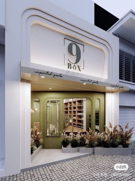 Boutique Facade Design, Clothing Shop Exterior, Cafe Front Design Entrance, Facade Design Shop, Retail Facade Shop Fronts, Cafe Front Design, Shop Front Design Modern, Signboard Design Outdoor Shop, Beauty Salon Exterior Design