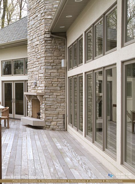 Marvin windows & doors #MarvinStoryBuilding Fireplace Windows, Marvin Windows And Doors, Deck Fireplace, Marvin Windows, Beautiful Entryways, Beautiful Outdoor Spaces, Residential Doors, House Doors, Windows Exterior