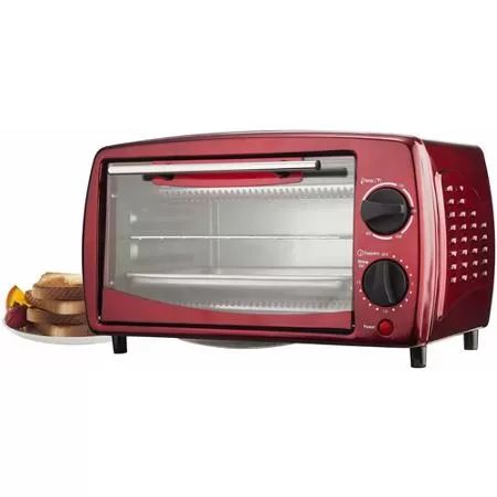 Brentwood 4-Slice Toaster Oven, Red Modern Toasters, Red Toaster, 4 Slice Toaster, Stainless Steel Oven, Oven Canning, Conventional Oven, Food Tray, Cooking Games, Convection Oven