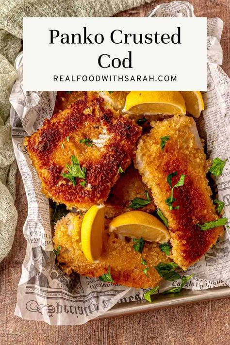 This Panko Crusted Cod recipe is an easy and flavorful light meal. The flakey fish is tossed with Italian herbs and panko crumbs and seared to golden brown in just 18 minutes! Perfect for a weeknight dinner, this recipe is a healthy meal the whole family will love. Panko Crusted Cod, Panko Recipes, Crusted Cod, Haddock Recipes, Cod Fish Recipes, Fried Cod, Cod Recipe, Italian Herbs, Fish Fillets