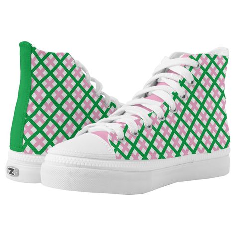 Aka Sorority Gifts, Sorority Gifts, Sorority Outfits, Gym Shoes, Custom Sneakers, Green And Pink, On Shoes, Custom Accessories, High Top