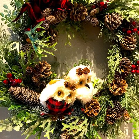 Natures Owl Wreath Winter Woodsy Wreath Beautiful Winter Long Wreath The Owlls Are Perfectly Nestled Into This Wreath Med Large Size Wreath Please Click Accept When Your Order Arrives Safely Ty Long Wreath, Deer Wreath, Owl Wreath, Owl Wreaths, Wreath Winter, Winter Wreath, Owls, Large Size, Final Sale