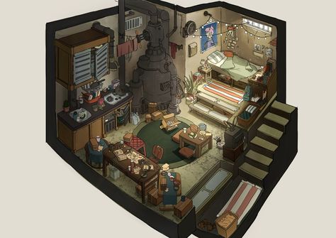 Home Bedroom Ideas, Interior Concept Art, Basement Home, Drawing Cartoon Faces, Bg Design, Adorable Homes Game, Isometric Art, Concept Home, Fantasy House