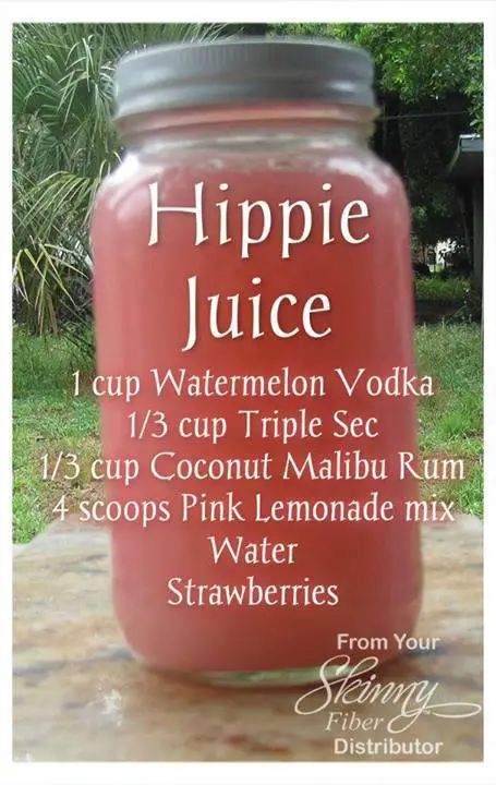 Hippie Juice, Malibu Rum, Jello Shots, Alcohol Drink Recipes, Triple Sec, Alcohol Recipes, Daiquiri, Kuta, Camping Food