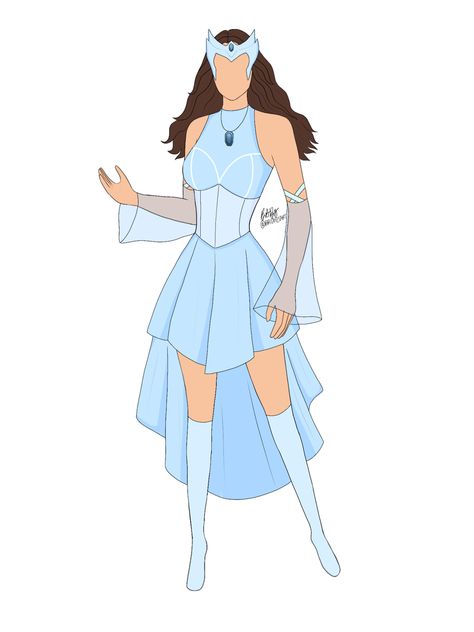 Modest Superhero Costume, Hero Costumes Design Female Blue, Women Superhero Costumes Drawing, Hero Costume Ideas Women, Ice Hero Costume Design, Super Hero Outfits Drawing, Super Suits Female Design, Super Hero Suits Designs Female, Super Hero Outfits For Women