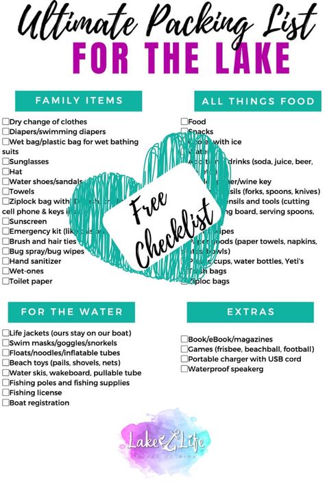 Are you getting ready for the perfect day on the lake but have no idea what to bring? Lucky for you I’m here to help with my ultimate list of essentials to pack for a day on the lake. This ultimate packing list is perfect for a day at the lake, or the beach, plus it comes with a free printable packing list. #lakelife #lakelifeliving #lake #beachlife #beachbag #lakelifestateofmind Lake Essentials Packing Lists, Lake Day Must Haves, What To Bring On A Boat Day Trip, Lake Packing List Summer, Boat Packing List, Boating Must Haves, What To Pack For The Lake, Boat Must Haves Lakes, What To Bring To The Lake