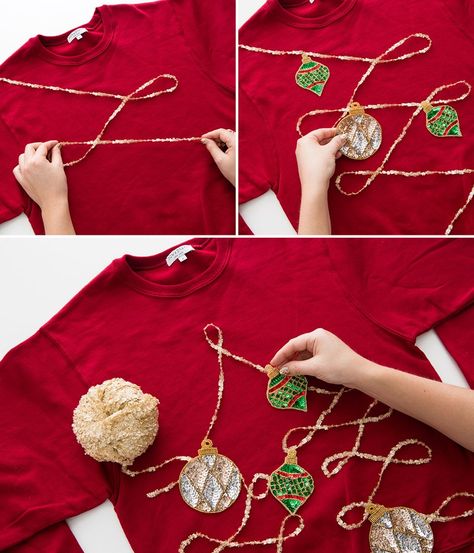 What's better than finding the tackiest sweater around? Making it yourself. Diy Christmas Sweater, Tacky Sweater, Ugly Sweater Diy, Diy Ugly Christmas Sweater, Tacky Christmas Sweater, Ugly Xmas Sweater, Sweater Ideas, Tacky Christmas, Christmas Sweater Party