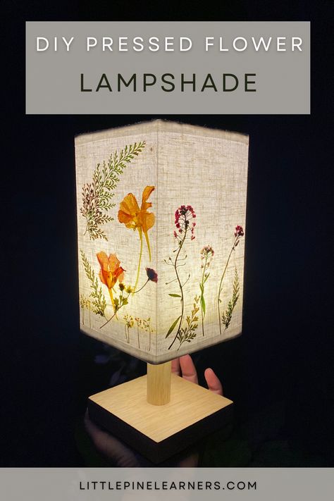 Pressed Flower Lampshade, Flower Lampshade, How To Make Rocks, Square Lamp, Functional Crafts, Flower Lamp Shade, Pressed Flower Crafts, Fleurs Diy, Flower Lamp