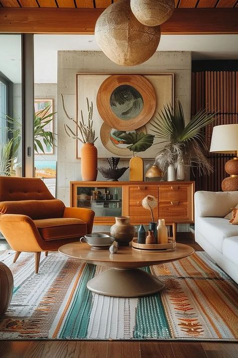 18 Colorful Mid Century Modern Living Room Designs 40 Mid Century Modern Living Room Design, Colorful Mid Century Modern, Beautiful Small Homes, Mid Century Modern Living, Mid Century Modern Living Room, Mid Century Modern Decor, Retro Home Decor, Boho Living Room, Retro Home