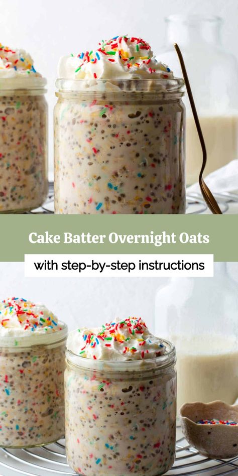 [object Object] Breakfast Baking Healthy, Base Overnight Oats Recipe, Cake Batter Oats, Overnight Oats Family Size, Overnight Oats How To Make, Make Ahead Breakfast Ideas Healthy, Healthy Filling Breakfast On The Go, Out The Door Breakfast Ideas, Snickerdoodle Overnight Oats Recipe