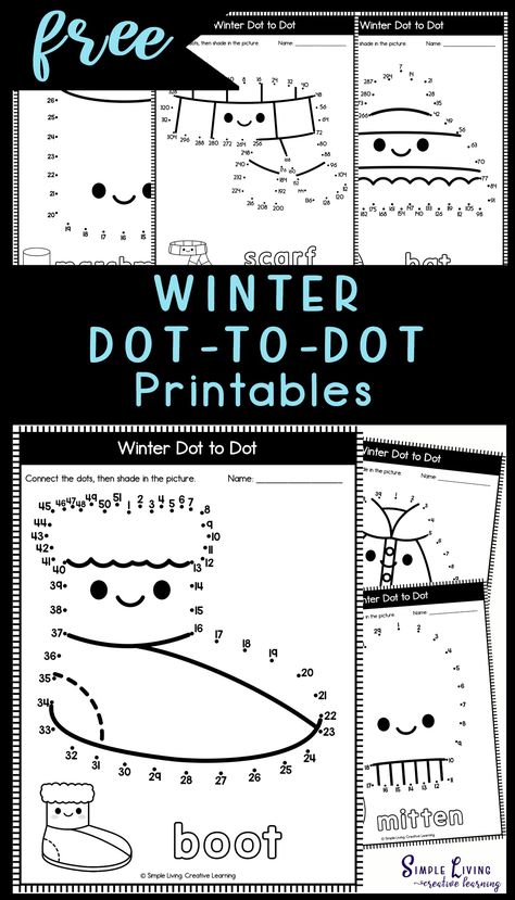 With these fun Winter Dot-to-Dot Printables, children will enjoy working on their math skills as well as their fine motor skills. https://simplelivingcreativelearning.com/winter-dot-to-dot-printables/ Dot To Dot Printables, Study Craft, Winter Printables, Dot Worksheets, Seasonal Activities, Dot To Dot, Number Recognition, Number Sense, Connect The Dots