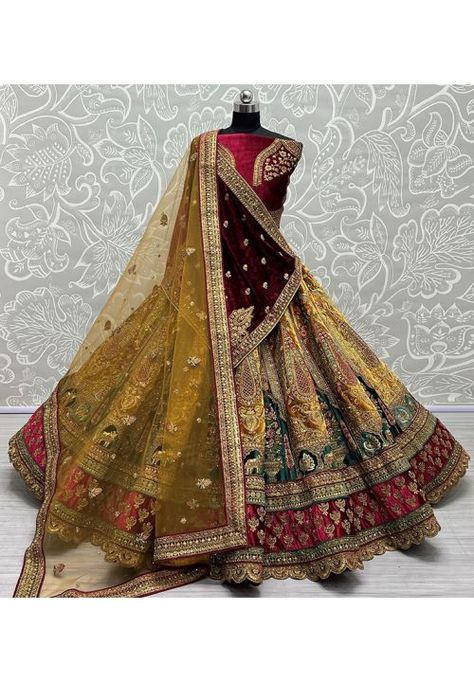 Velvet Bridal Lehenga, Velvet Lehenga Choli, Velvet Dupatta, Indian Wedding Lehenga, Designer Bridal Lehenga Choli, Velvet Lehenga, Latest Bridal Lehenga, Reception Lehenga, Lehenga Choli Wedding