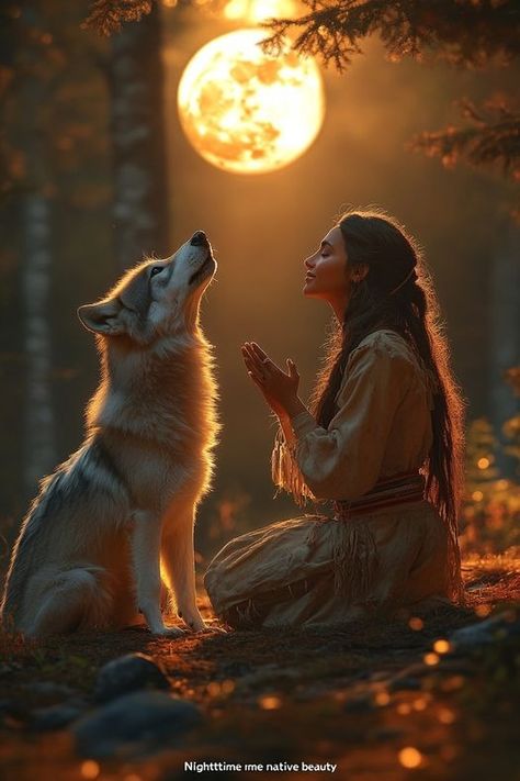 Facebook Shaman Art Spirituality, Native American Moon, Reiki Aesthetic, Native American Aesthetic, Wolf People, Wolves And Women, Native American Pictures, Native American Artwork, Wolf Pictures