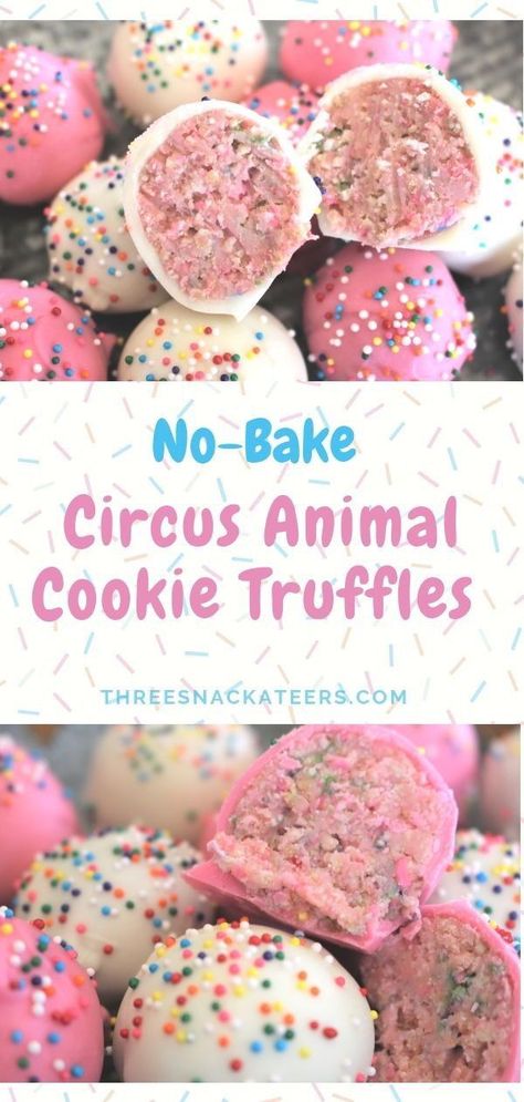 Animal Cookie Truffles, Truffle Recipe Easy, No Bake Truffles, Animal Circus, Cookie Truffles, Easy Truffles, Truffle Cookies, Circus Animal Cookie, Animal Cookie