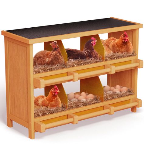 PRICES MAY VARY. 【SAFE & HIGH-QUALITY CHICKEN NEST BOX】The chicken nesting box is made of high-quality wood and carefully designed to be close to nature. It has been specially painted to make it waterproof and anti-corrosive. The innovative design on the top prevents water accumulation, so it can be used with confidence even outdoors. Create a clean, comfortable, safe, and sheltered space for hens to lay eggs, so that hens feel safe and secure, thereby increasing egg production rates. 【COLLECT E Wooden Nesting Boxes, Laying Boxes, Nesting Boxes For Chickens, Chicken Nest, Chicken Boxes, Chicken Nesting Boxes, Nest Box, Egg Production, Nesting Box