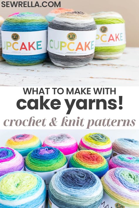 Caron Cake Crochet Patterns, Caron Cakes Patterns, Brand Cake, Caron Cakes Crochet, Crochet Cake, Caron Cakes, Mandala Yarn, شال كروشيه, Confection Au Crochet