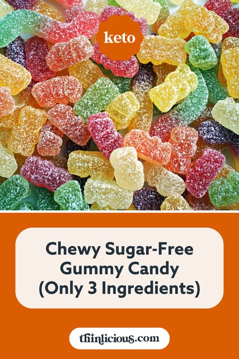 Sweet and chewy homemade sugar-free gummy candy (plus sour gummy candy too). You only need 3 simple ingredients and they are ZERO net carbs. Discover two methods to make keto gummies (for absolute beginners) with gelatin or Jello boxes. Healthy Sour Gummies Recipe, Healthy Sour Gummies, Chewy Gummy Bear Recipe, Keto Gummies Recipe, Keto Gummies Gelatin Recipes, Homemade Healthy Candy Recipes, Sugar Free Gummy Bears Recipe, Gummy Candy Recipes Homemade, Gum Drop Candy Recipe