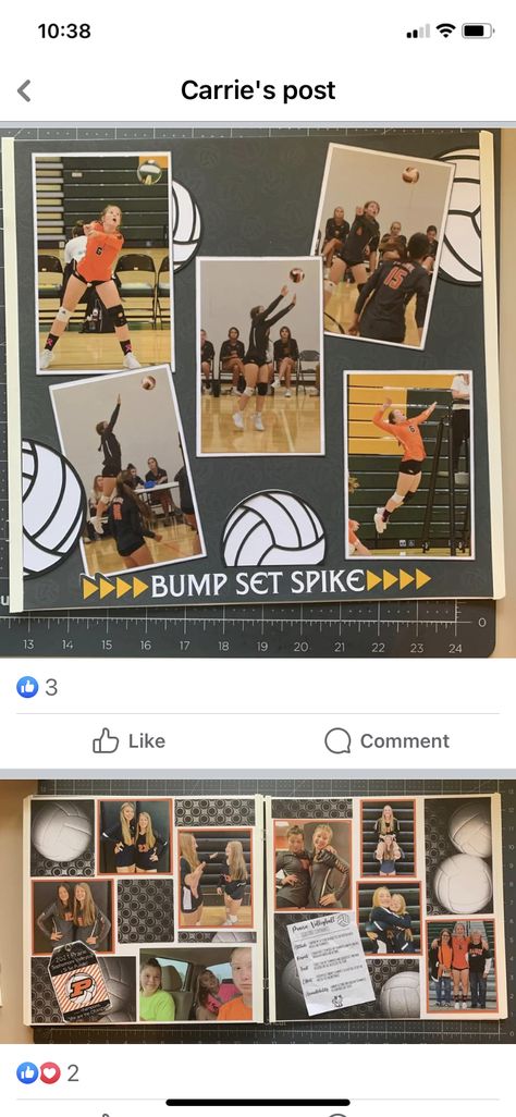 Scrapbooking 4 X 6 Photos, Volleyball Scrapbook Pages, Sports Scrapbook Ideas, Volleyball Scrapbook Layouts, Scrapbook Volleyball, Scrapbook 2024, Sports Layout, Senior Scrapbook Ideas, Scrapbooking Sports