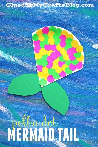 Polka Dot Mermaid Tail - Kid Craft Idea made with supplies from Dollar Tree! June Crafts, Under The Sea Crafts, Mermaid Crafts, Summer Camp Crafts, Summer Preschool, Sea Crafts, Daycare Activities, Ocean Crafts, Kid Craft