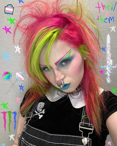 happi pride month!! heres a lil trad goth inspired polysexual flag x trans flag makeup look bc ive yet to ever do any looks celebrating these parts of my identity 💚🏳️‍⚧️ #pride #pridemakeup #polysexualpride #transpride #nonbinarytrans Trans Pride Makeup, Polysexual Flag, My Identity, Trad Goth, Trans Flag, Pride Makeup, Trans Pride, Scene Hair, Pride Month