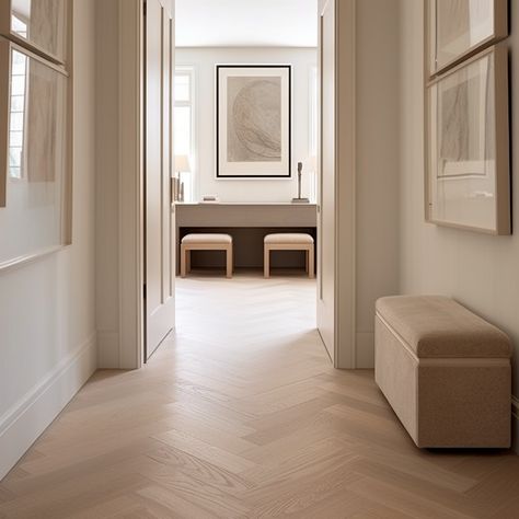 Whether in a traditional or modern setting, herringbone floors remain a popular choice for those seeking a classic, stylish, and durable flooring solution to their homes or commercial spaces. Bedroom With Herringbone Floor, Modern Herringbone Floor, French Herringbone Floor, Light Herringbone Wood Floors Kitchen, Natural Oak Herringbone Floor, Wide Herringbone Wood Floor, Oak Herringbone Floor Hallway, Herringbone Oak Flooring, Light Wood Herringbone Floors