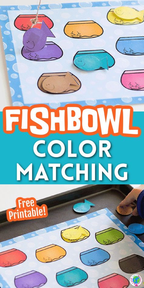 Preschoolers will have fun learning their colors with this Color Matching Fishbowl Activity from Life Over C's! Kids can go fishing for all of the colored fish from their fish bowls! Grab this free Fishbowl Activity for your preschoolers now! Fish Activity For Preschool, Fish Bowl Printable, Fish Crafts Preschool, Rainbow Fish Activities, Ocean Activities Preschool, Sea Ideas, Preschool Color Activities, Fish Printables, Animals Preschool