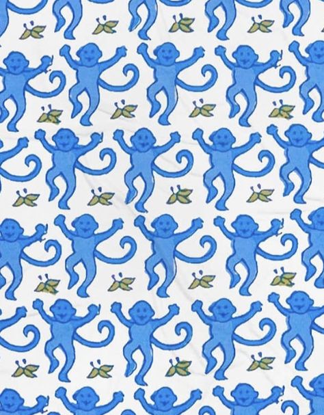 Dancing Monkey, Blue Monkey, Roller Rabbit, Preppy Wallpaper, Monkeys, Dancing, For Sale, Pattern, Pink