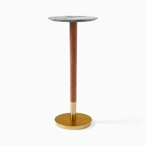 Mid-Century Drink Table | West Elm West Elm Kids, Brass Side Table, Glass End Tables, Stylish Curtains, White Side Tables, Furniture Side Tables, Drink Table, Modern Side Table, Side Table Wood