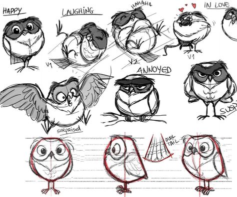 Owl Sketch, Owl Drawing, Owl Illustration, Owls Drawing, Owl Cartoon, Animal Sketches, Bird Drawings, Character Design References, Creature Design