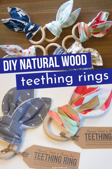 DIY Natural Wood Teething Rings that you can make and use for little ones who are trying to break in some new teeth. A safe and natural way to make a teether that is going to help soothe your babies achy gums. #diy #teether #natural #wood #fabric #sew #project #forbabies #easy #beginnercraft Diy Teething Ring, Easy Free Crochet Patterns, Bunny Ear Teething Ring, Diy Rings Tutorial, Diy Teethers, Crocheting For Beginners, Baby Gifts To Make, Wood Teethers, Wooden Teething Ring