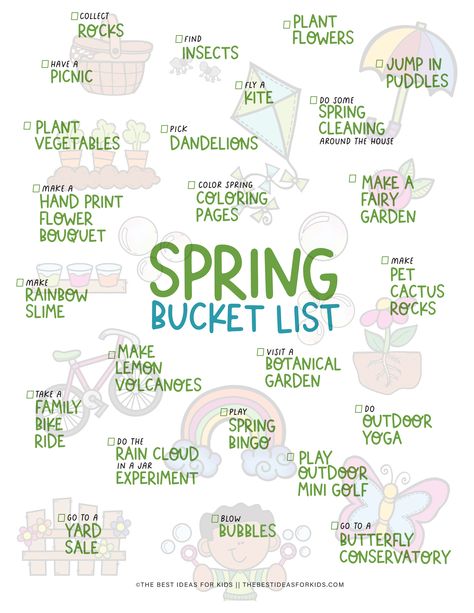 A fun Spring bucket list printable - see how many you can check off this spring! Free Printable! Toddler Spring Bucket List, Spring Inspiration Moodboard, Spring Bucket List For Kids, Spring Bucket List Aesthetic, Spring Bucket List For Adults, April Bucket List, Spring Activities For Adults, Spring To Do List, Spring Movies