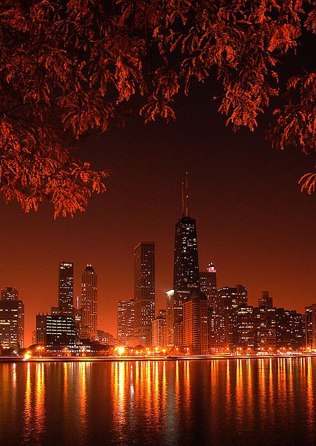 Fall, Chicago by Tom Schaus, Flickr Kunst Inspiration, Chicago Skyline, Alam Yang Indah, Night City, City Aesthetic, Favorite City, City View, City Skyline, Metropolis