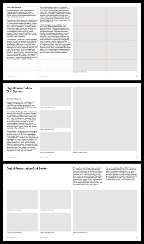 Modular layout of Adobe InDesign presentation deck template Digital Presentation, Indesign Layout, Architecture Portfolio Layout, 잡지 레이아웃, 포트폴리오 레이아웃, Presentation Deck, Editorial Design Layout, Buch Design, Page Layout Design