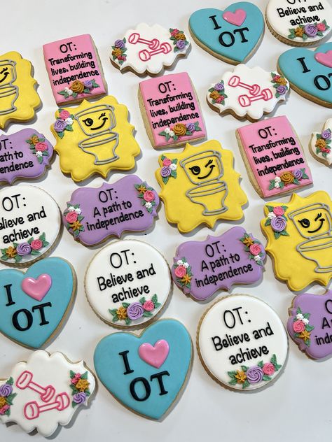 Social Worker Cookies Decorated, Occupational Therapy Party Ideas, Occupational Therapy Cookies, Congrats Cookies, Appreciation Cookies, Medical Cookies, 1 Cookies, Thank You Cookies, Occupational Therapy Assistant