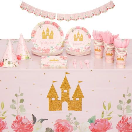 Birthday Party Decorations Pink, Pink Dinnerware, Princess Birthday Party Decorations, Princess Theme Birthday, Princess Theme Birthday Party, Princess Party Decorations, Princess Decorations, Birthday Party Set