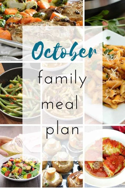 October Recipes Dinners, Meals For A Month Menu Planning, October Meal Plan, Fall Family Meal, Weekly Meal Plan Family, Affordable Meal Plans, Dinner Menu Planning, Family Meal Plan, October Food