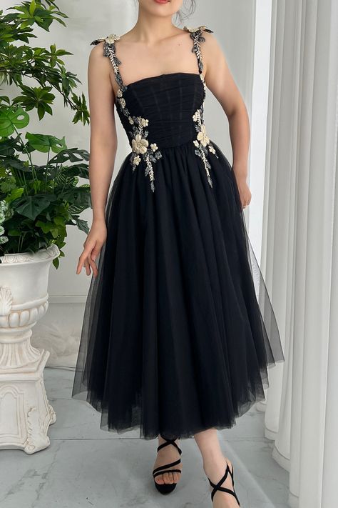 MissJophiel Corset Strapless Black Tulle Midi Dress Patterned Bridesmaid, Tulle Midi Dress, Iconic Fashion, Black Tulle, Black Midi, Tulle Fabric, Prom Party, Tea Length, Black Midi Dress