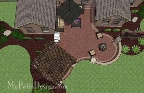 Courtyard Paver Patio Design with Pergola & Fireplace | Download Plan – MyPatioDesign.com Patio Plan, Pergola Modern, Diy Patio Ideas, Patio Plans, Backyard Layout, Patio Pavers Design, Patio Pergola, Outdoor Patio Designs, Patio Fireplace