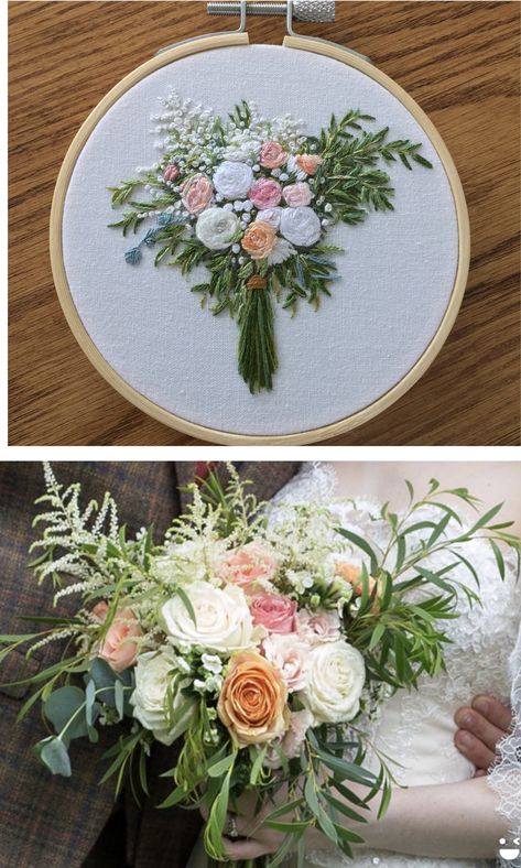 Bridal Bouquet Embroidery, Embroidered Birth Flowers, Embroidered Wedding Bouquet, Embroidery Wedding Bouquet, Embroidered Bouquet Of Flowers, Bridesmaid Embroidery Gifts, Hand Embroidered Wedding Gift, Wedding Bouquet Embroidery, Embroidered Flower Bouquet