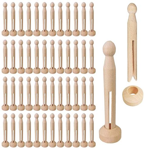 Amazon.com : Winlyn 50 Sets Unfinished Wood Doll Pins Doll Clothespins Wooden Round Peg Wood Clothespins and Stands Craft Supplies for DIY Art Painting Projects Doll Ornaments Rustic Country Embellishments : Arts, Crafts & Sewing Doll Ornaments, Wood Doll, Retro Christmas Tree, Classroom Art Projects, Wooden Clothespins, Wood Clothes, Clothespin Dolls, Pumpkin Halloween Decorations, Clothes Pin Crafts