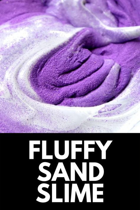 Sand is a fun sensory tool for children, and this fluffy sand slime recipe is full of sensory textures that will keep kids occupied for hours! Get the full recipe at MomDot.com! Sand Slime Recipe, How To Make Sand, Sands Recipe, Purple Crafts, Borax Slime, Sand Slime, Edible Slime, Rainbow Slime, Easy Slime Recipe