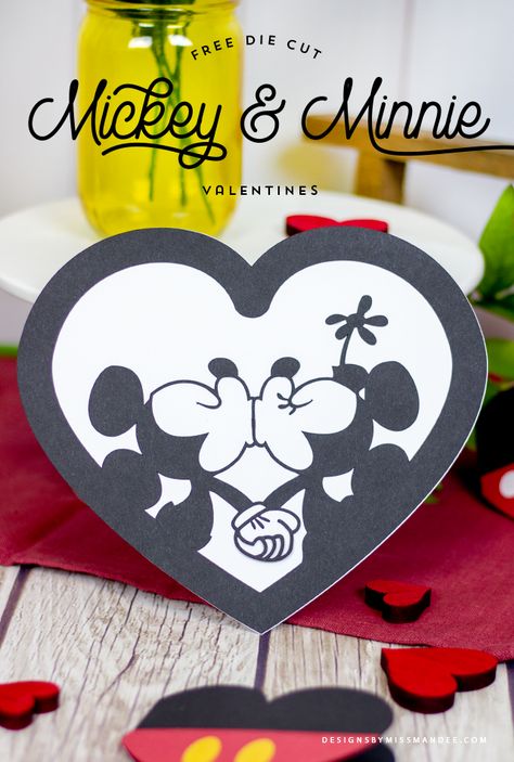 Mickey and Minnie Valentines - Valentine Cut Files | Designs By Miss Mandee Mickey And Minnie Valentines, Minnie Valentines, Cricut Valentines Projects, Valentine Svg Files, Disney Valentines, Valentine Projects, Disney Designs, Valentine's Day Quotes, Cricut Cards