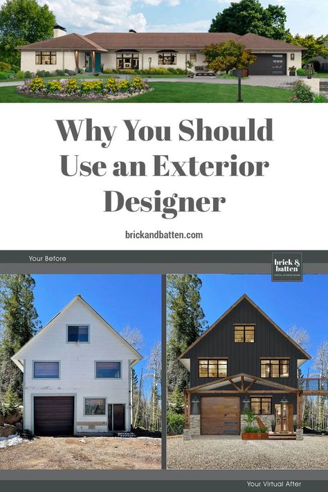 Adding Architectural Interest Exterior, How To Give A Flat House Dimension Exterior, Before And After House Exterior, Home Design Software Free, House Before And After, House Makeovers, Paint Your House, Front Porch Design, Home Design Software