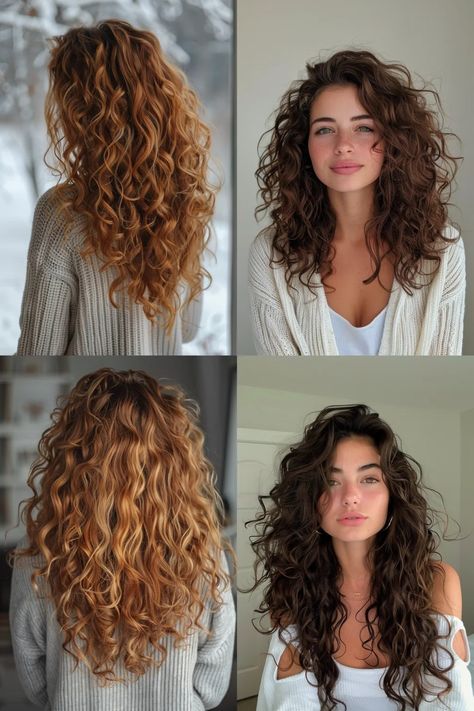 Layered Hair Wavy Curly, Curly Hair For Work Hairstyles, Medium Thick Curly Haircuts, Layered Haircuts For Long Curly Hair, Curling Long Layered Hair, Wavy Hair With Short Layers, Wavy Haircuts Women, Thick Hair Shag Haircut, Long Layers For Curly Hair