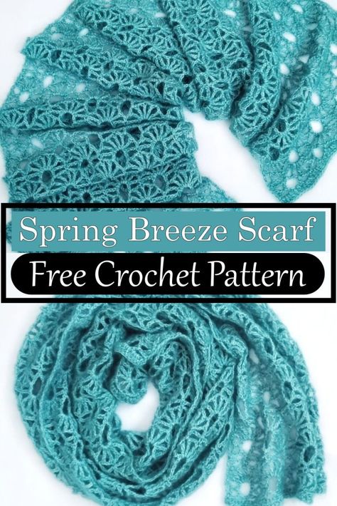 Spring Breeze Scarf Lacey Scarf Crochet Pattern Free, Crochet Lace Patterns, Crochet Lacy Scarf, Crochet Scarf Pattern Free Easy, Crochet Scarf Diagram, Crochet Lace Scarf Pattern, Crochet Lace Scarf, Crochet Scarf Easy, Bobble Stitch Crochet